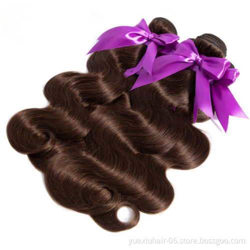 Wholesale Light Brown Color 2 Hair Color Highlights Double Drawn Remy Human Hair Extensions
